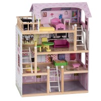 Casa de papusi din lemn MDF - Wooden Dollhouse cu patru etaje si mobilier inclus Casa de papusi din lemn MDF - Wooden Dollhouse cu patru etaje si mobilier inclus